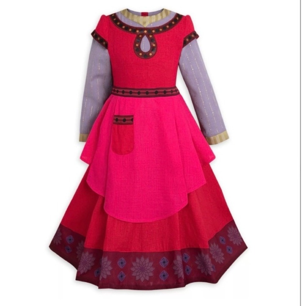 Disney Wish Asha Costume Dress Kids Size 9/10 Pink Red Halloween NWT